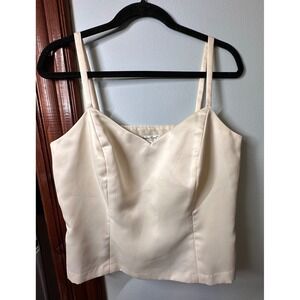 Coldwater Creek Ivory  Camisole Top Size 12 Sweetheart Spaghetti Strap Zip